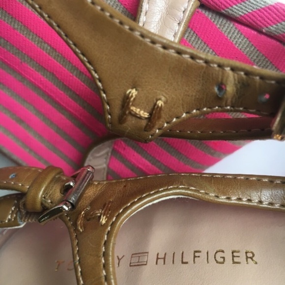 Tommy Hilfiger Pink & Tan Strappy Wedges - Picture 4 of 7